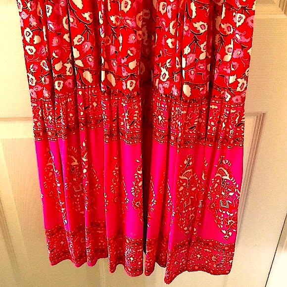 EUC- R Vivimos Summer Sleeveless Floral Print Button Up Bohemian Flowy Maxi - Picture 9 of 14